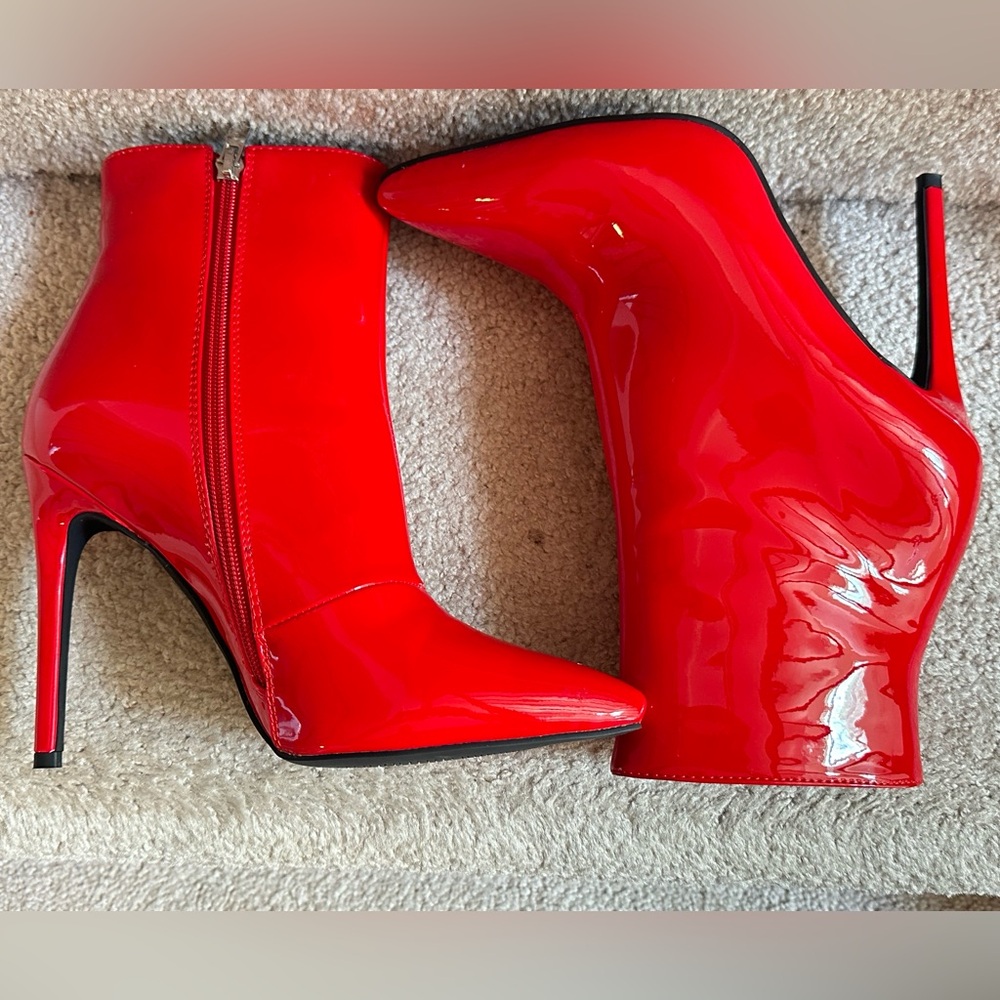 Never Worn - Red Patent Leather Booties - Sz 8.5
